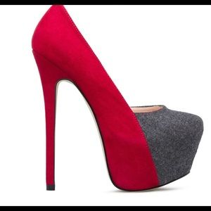 Suede platform pumps
